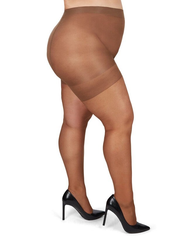 Plus Size Curvy Silky Sheer Control Top Pantyhose, Utopia / Bronze, hi-res image number 0