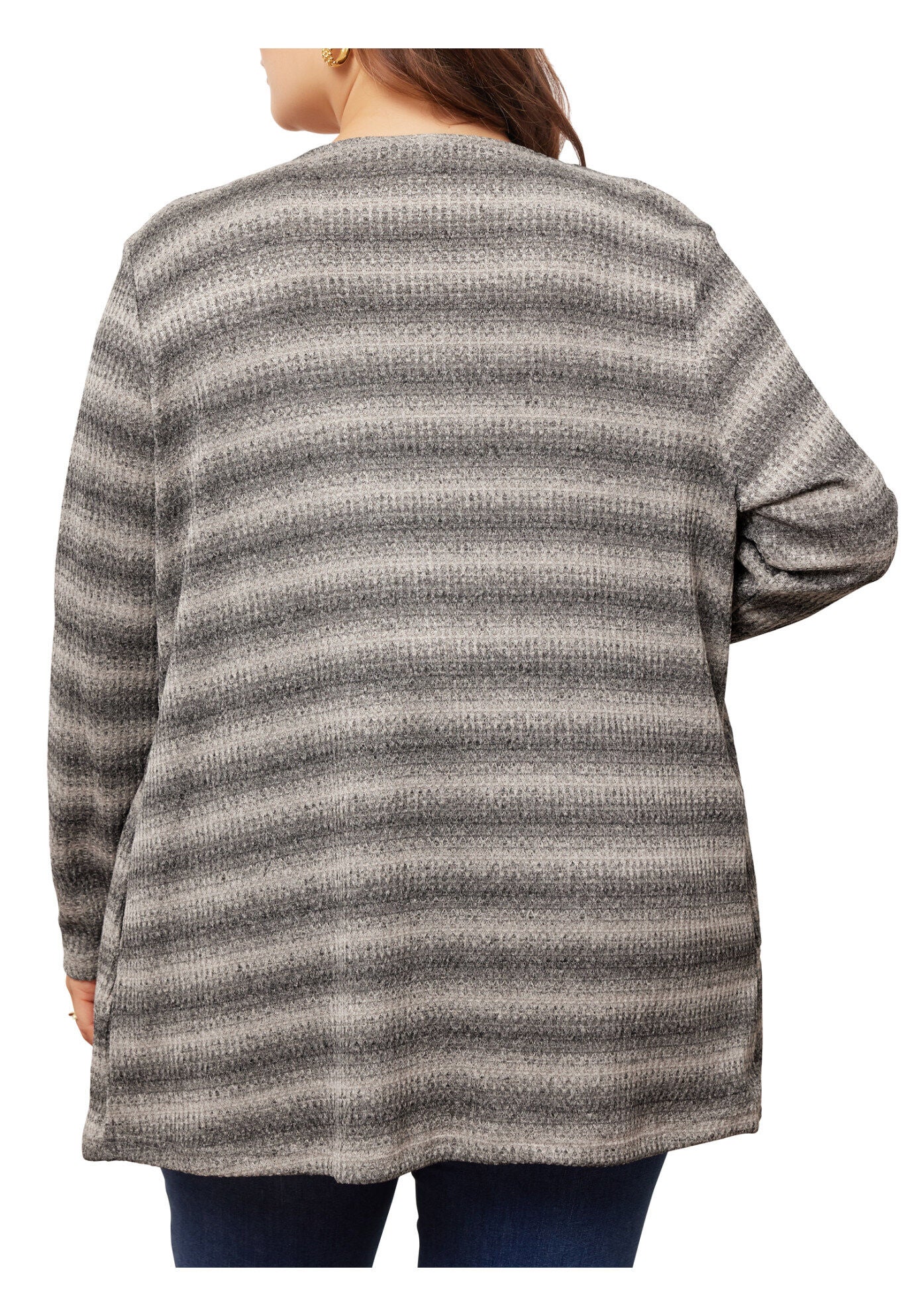 Lightweight Loose Open Front Tie Dye Cardigan, Apricot Black / Black, alternate image number 3