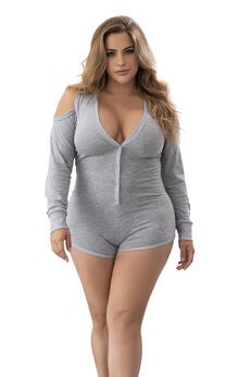 Heather Cold Shoulder Sleep Romper