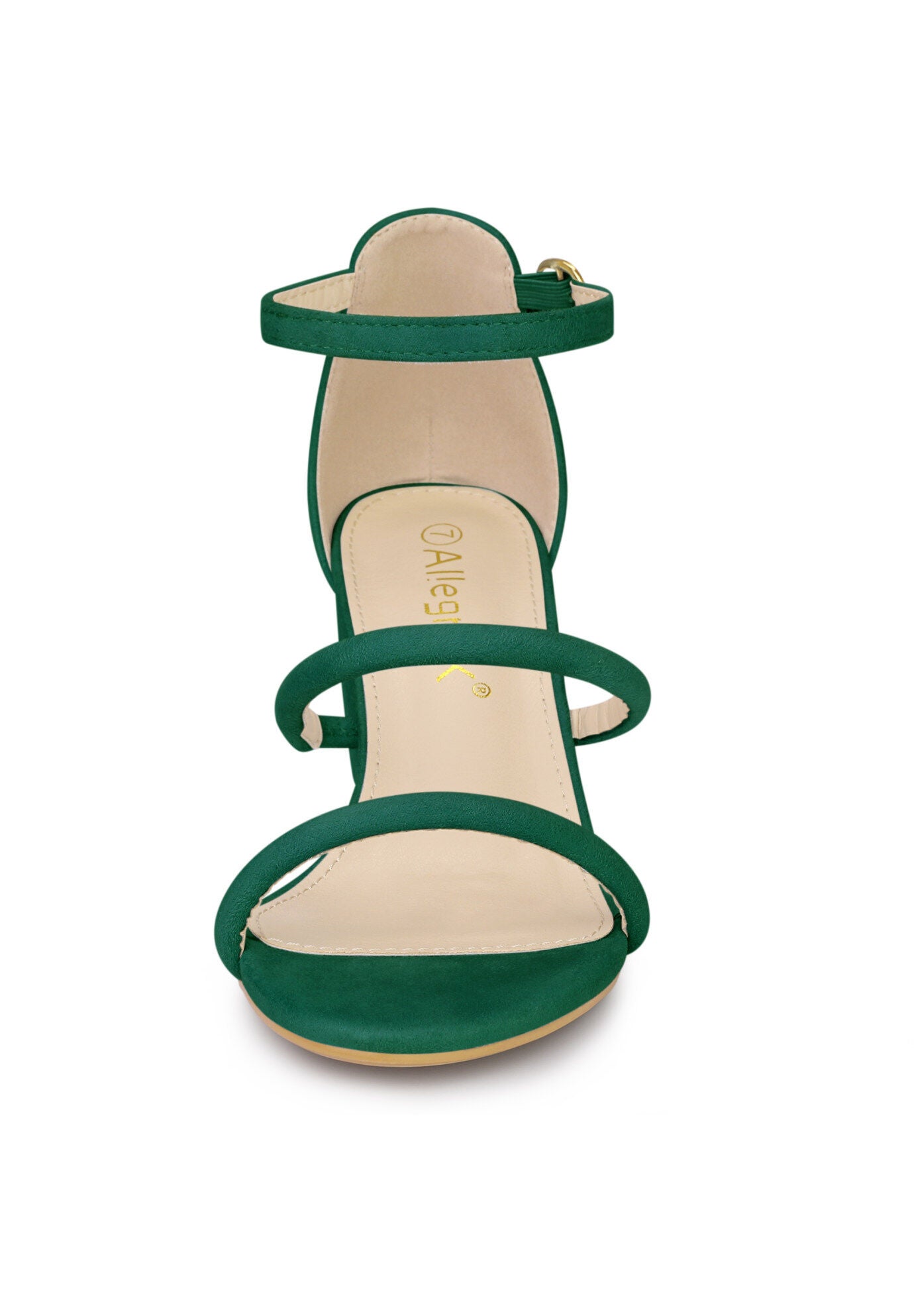 Open Toe Strappy Chunky Heels Sandals, Green / Forest Green, alternate image number 1