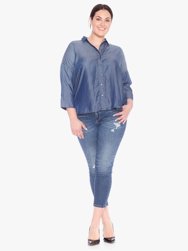 Scarlett Oversized Button Down Shirt, SKY / Light Wash, hi-res image number 0