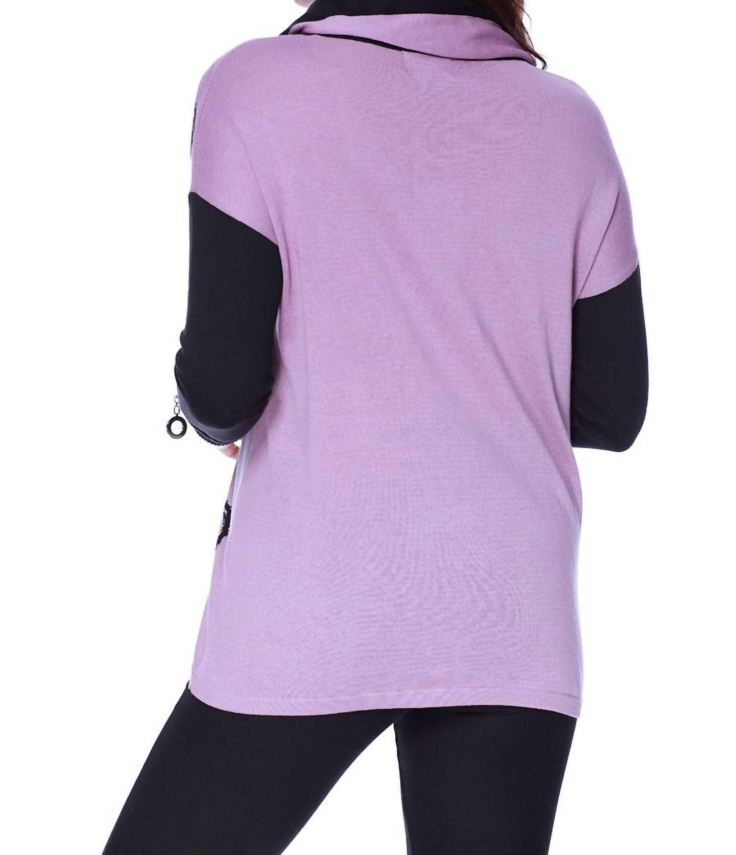HEARTS PULLOVER W/ INFINITY SCARF IN ROSE, , alternate image number 3