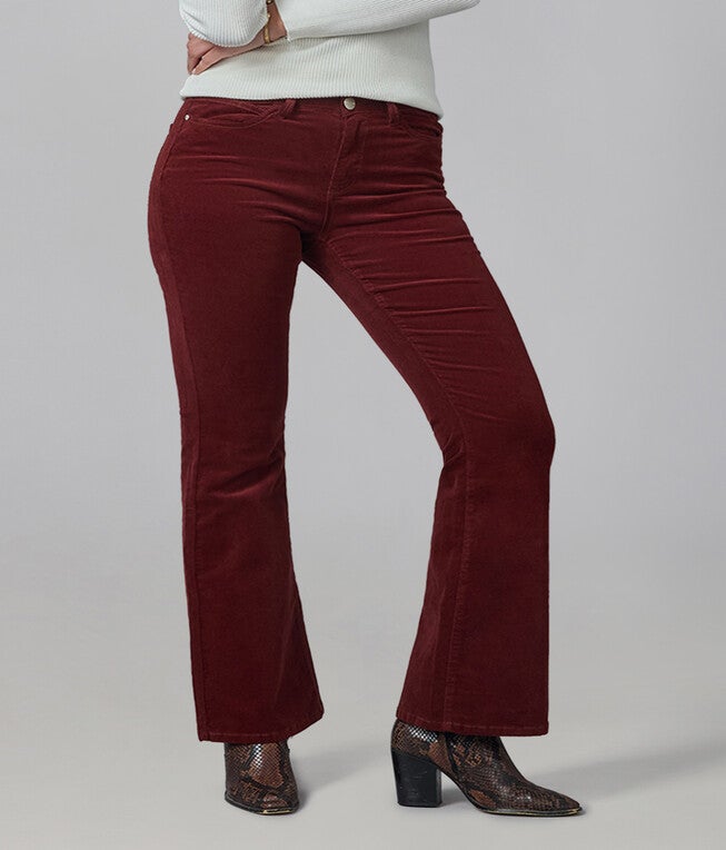 Alice-SR High Rise Flare Jeans, Syrah Red / Burgundy, hi-res image number 0