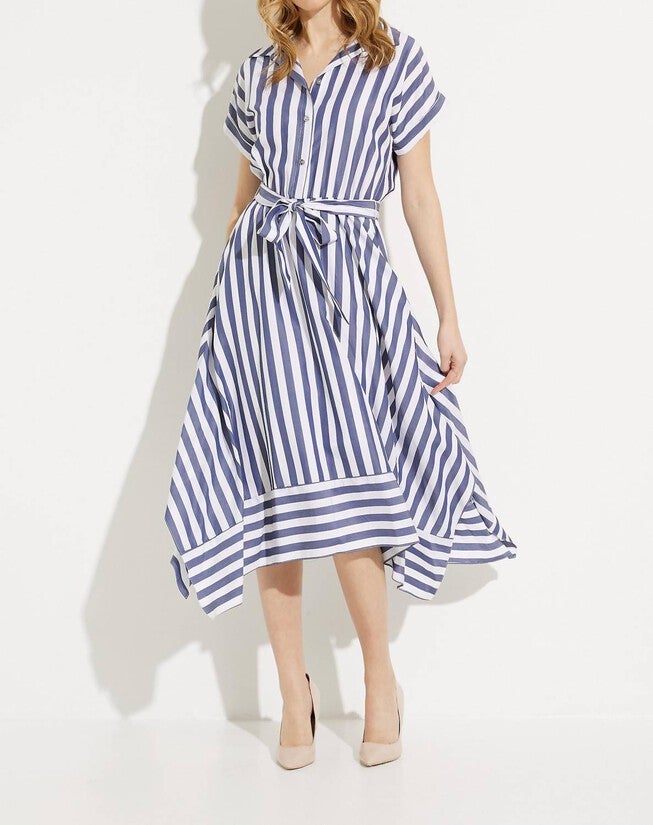 STRIPED SHIRT DRESS IN BLUE/WHITE, BlueWhite / White, hi-res image number 0