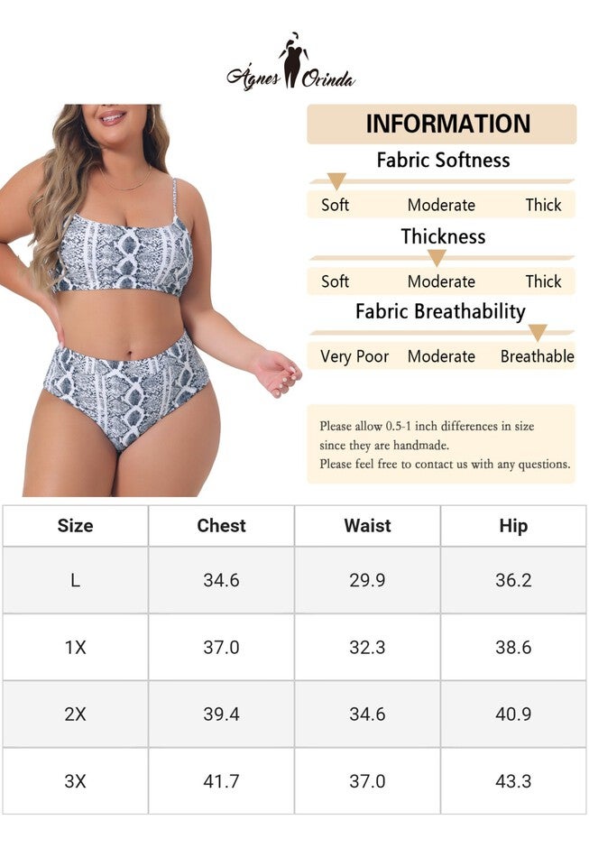 Bikini Set Women Crop Top High Waisted Two Piece Swimwear, Grey / Light Grey, alternate image number null