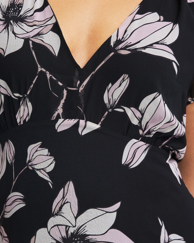 Azalea Black Floral Midi Dress, Print / Black, alternate image number null