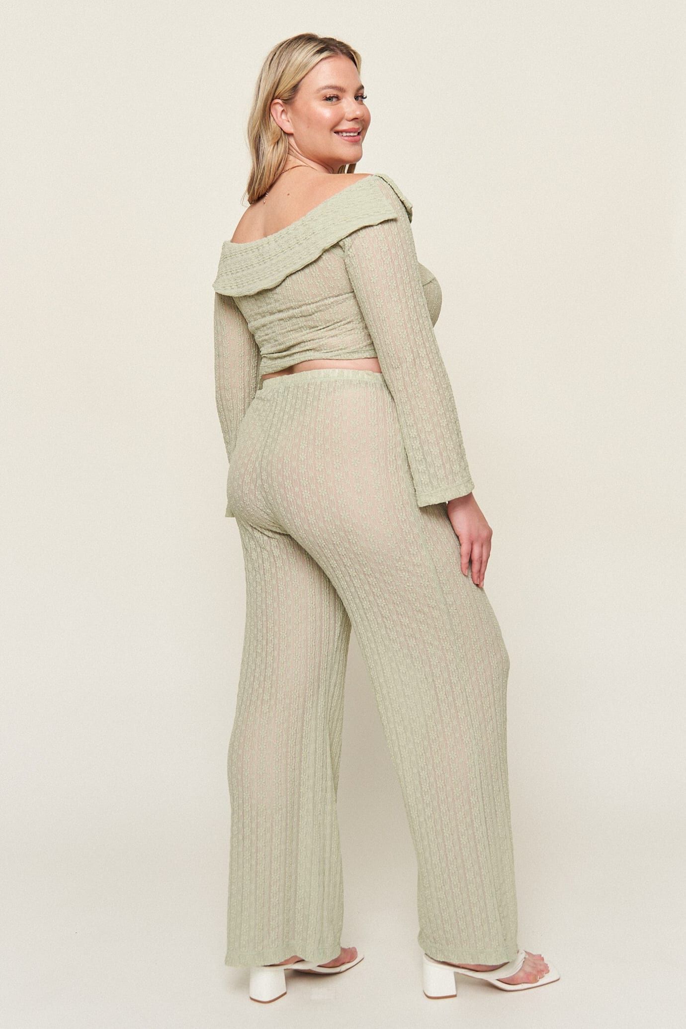 Elaine Lace Pant, Sage / Sage Green, alternate image number 1