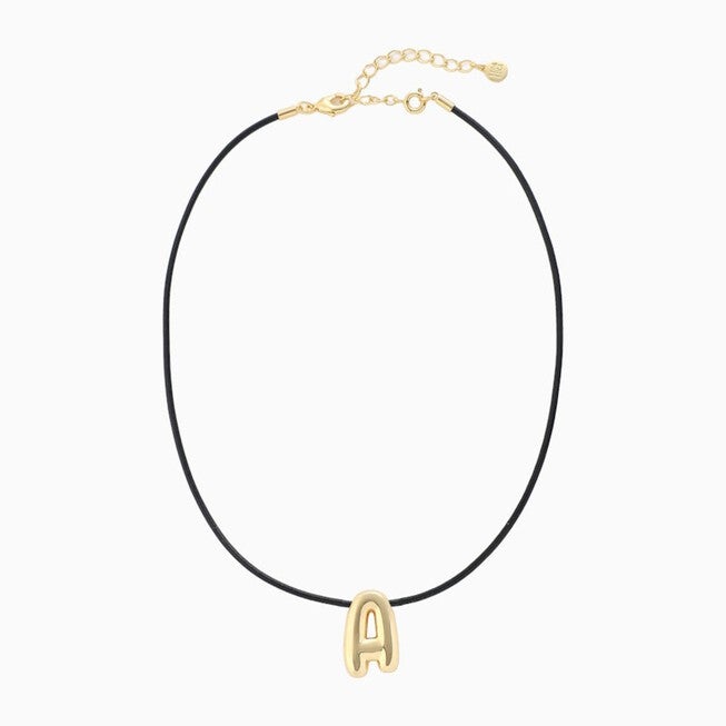 Large Balloon Initial Necklace, Gold / Gold, alternate image number 1