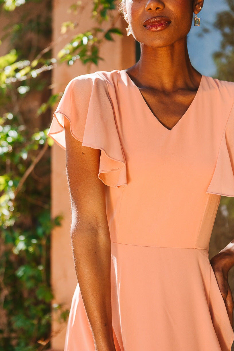 Callie Dress, Apricot Crush Chiffon / Peach, alternate image number 3