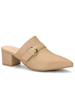 Pointed Toe Slip On Block Heel Sandals Mules
