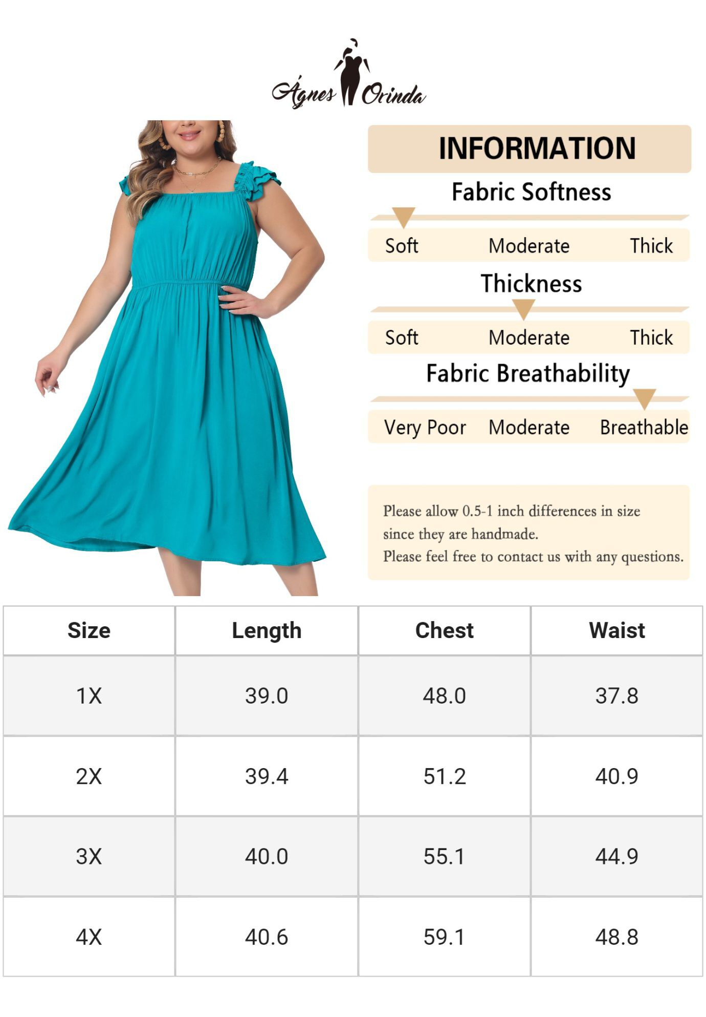 Ruffle Cap Sleeve Shirred Waist A Line Beach Sundress, Lake Blue / Teal, alternate image number 3