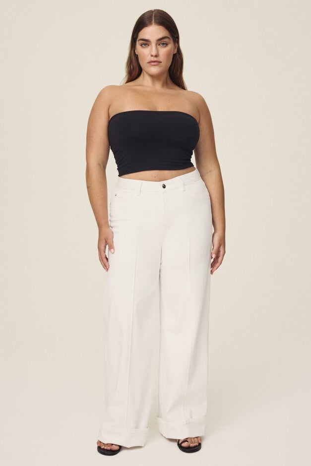 NCE PLUS - WIDE LEG JEANS | OPTIC CUFF, OPTIC CUFF / White, alternate image number 1