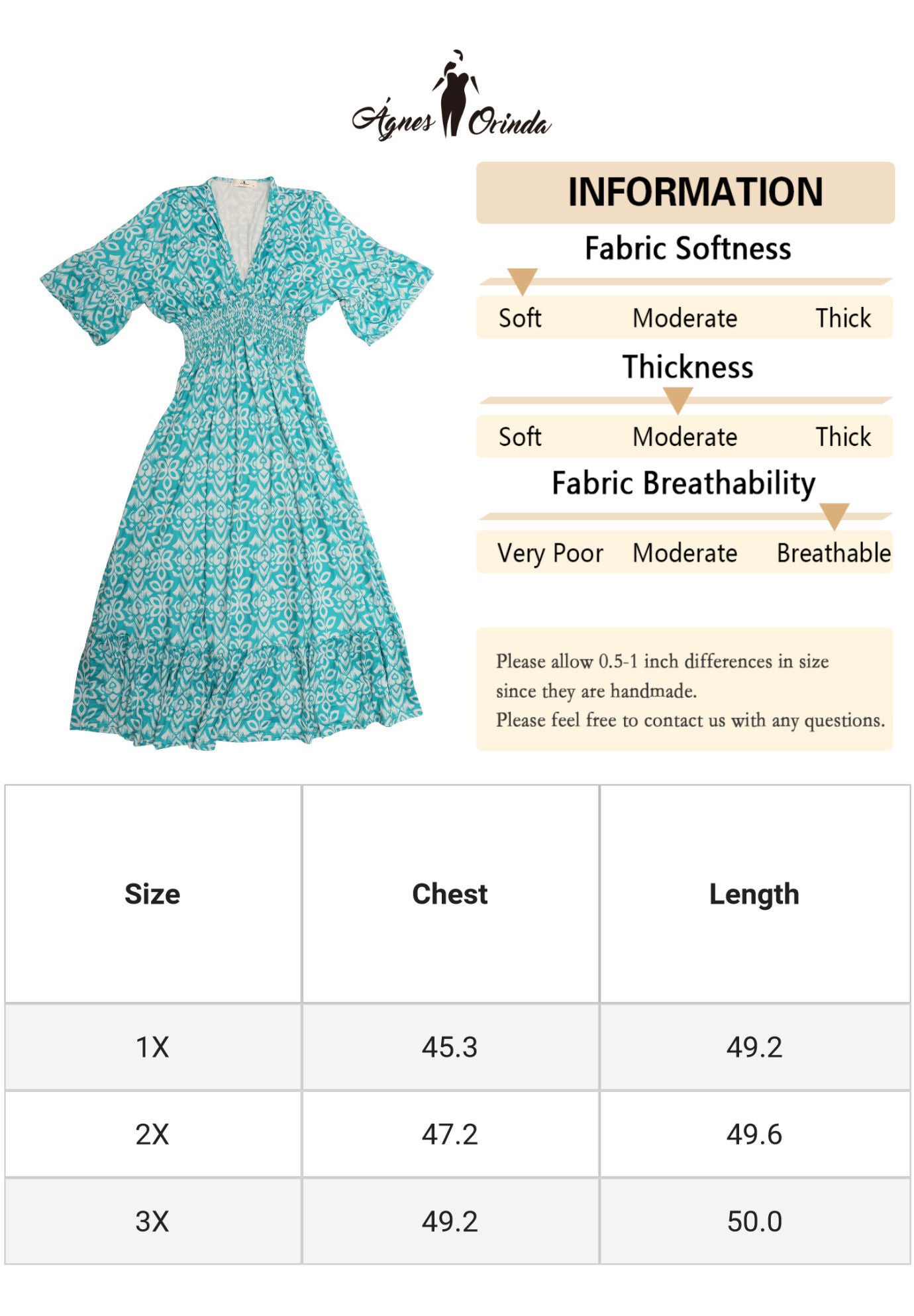 Bell Sleeve Ruffled Hem V Neck Short Sleeve Boho A Line Long Dress, Lake Green / Turquoise, alternate image number 4