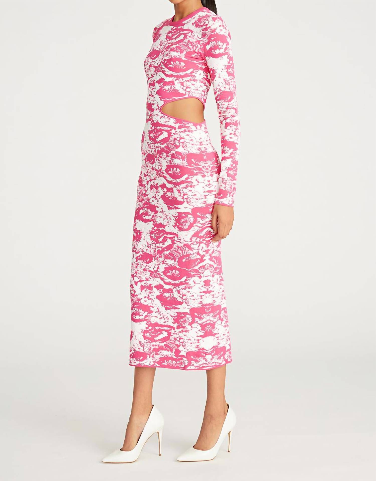 COOPER CUTOUT DRESS IN MELON TWO TONE SKETCH FLORAL, , alternate image number 7