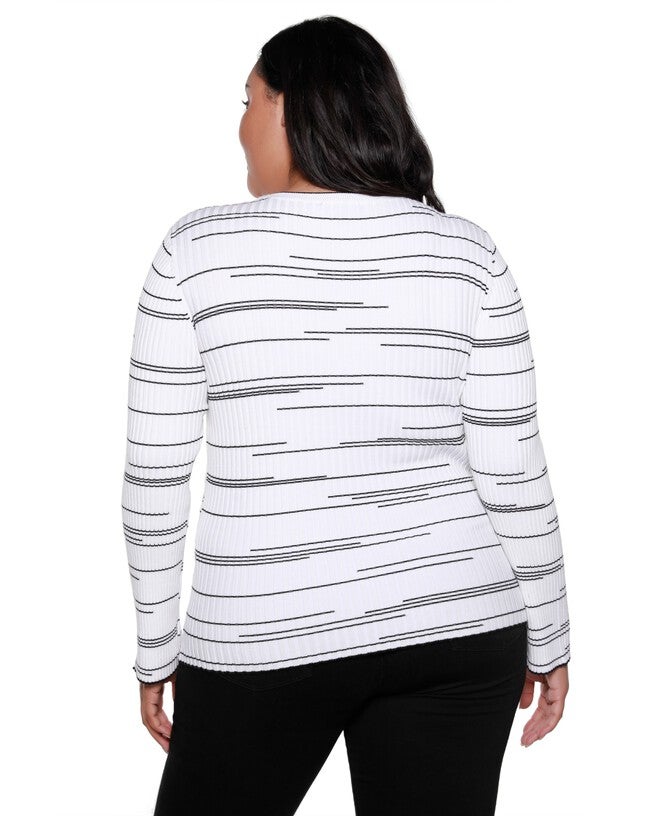 Callie Stripe Long Sleeve Sweater, Winter WhiteBlack / White, alternate image number null