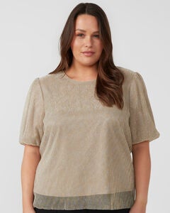 Maxime Pleated Gold Shimmer Top