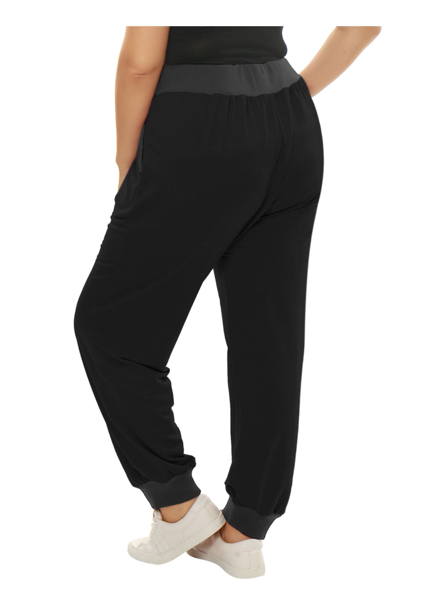 DRAWSTRING WAIST JOGGER SWEATPANTS, Black / Black, alternate image number 3