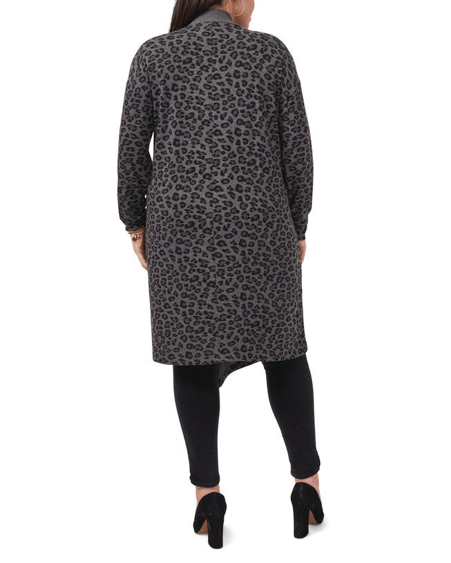 Leopard Cardigan, MED HTR GREY / Charcoal Grey, alternate image number null
