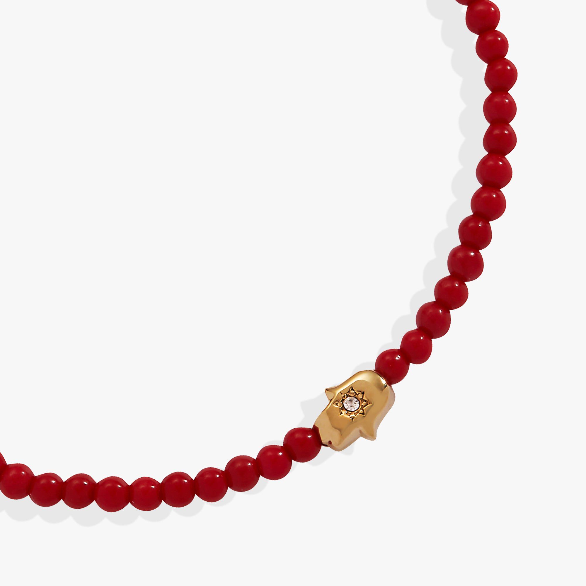 Hamsa Coral Mini Stretch Bracelet, Coral / Coral, alternate image number 1