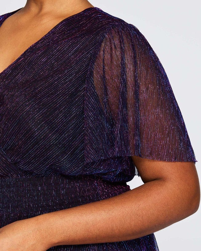 Glitterland Metallic Sparkly Midi Dress, NavyUltraviolet / Purple, alternate image number null