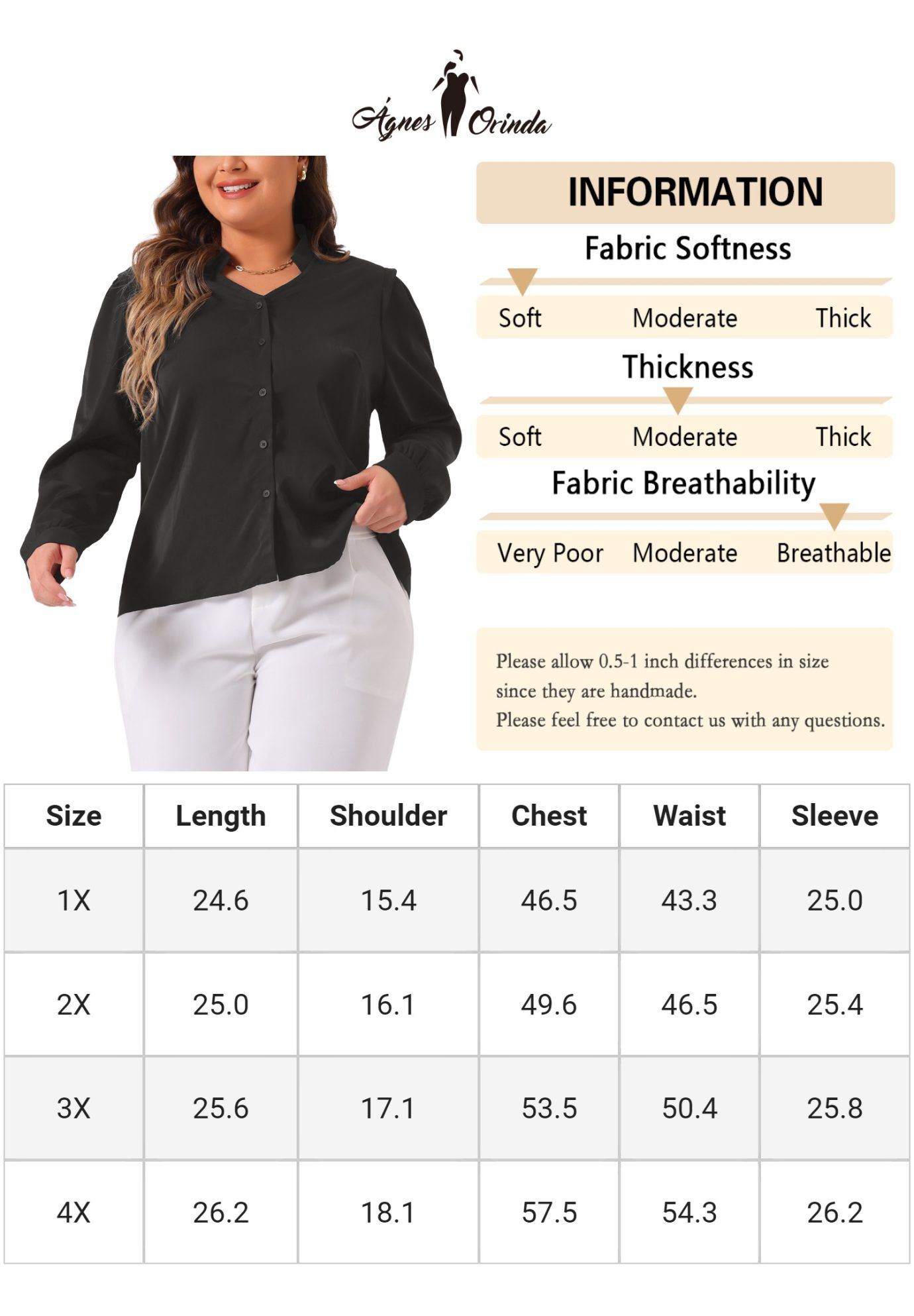 Button Up Notch V Neck Long Sleeve Work Shirt, Black / Black, alternate image number 4