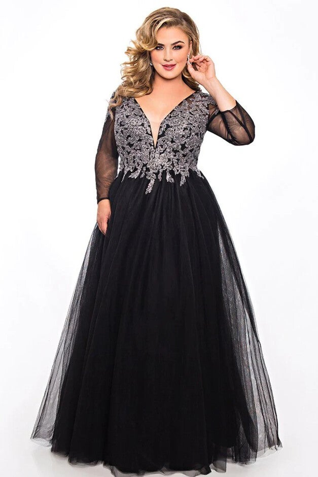 Lace Illusions Formal Dress, BlackSilver / Black, hi-res image number null