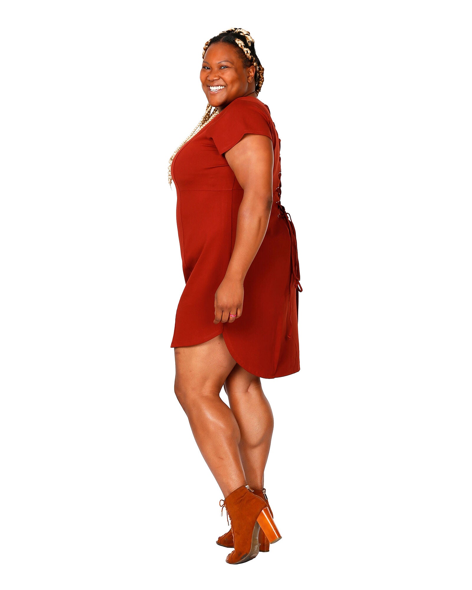 Jo Jo Lace Up Back Dress, BLOODSTONE / Red, alternate image number 3