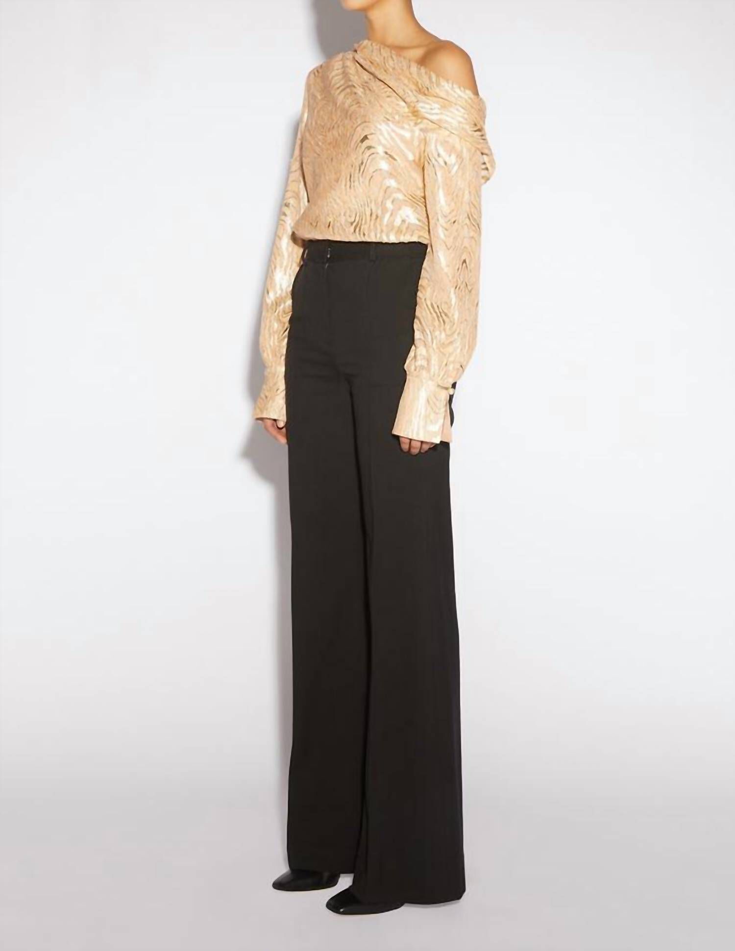 ALICE BLOUSE IN METALLIC APRICOT, Metallic Apricot / Beige, alternate image number 2
