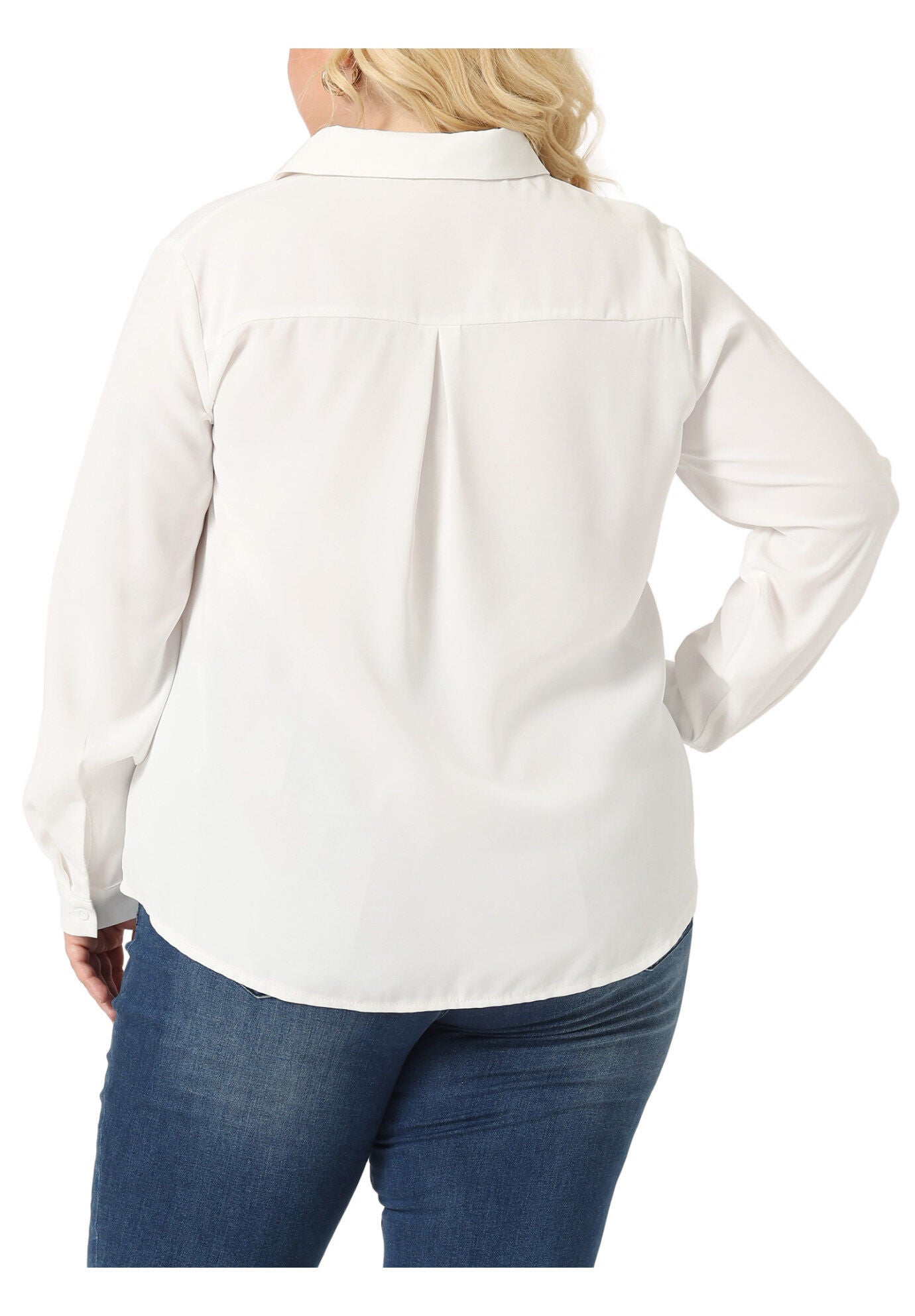 Button Down Long Sleeve Classic Shirt, White / White, alternate image number 3