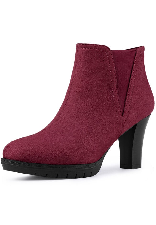 ROUND TOE CHELSEA ANKLE BOOTS, Burgundy / Burgundy, hi-res image number 0