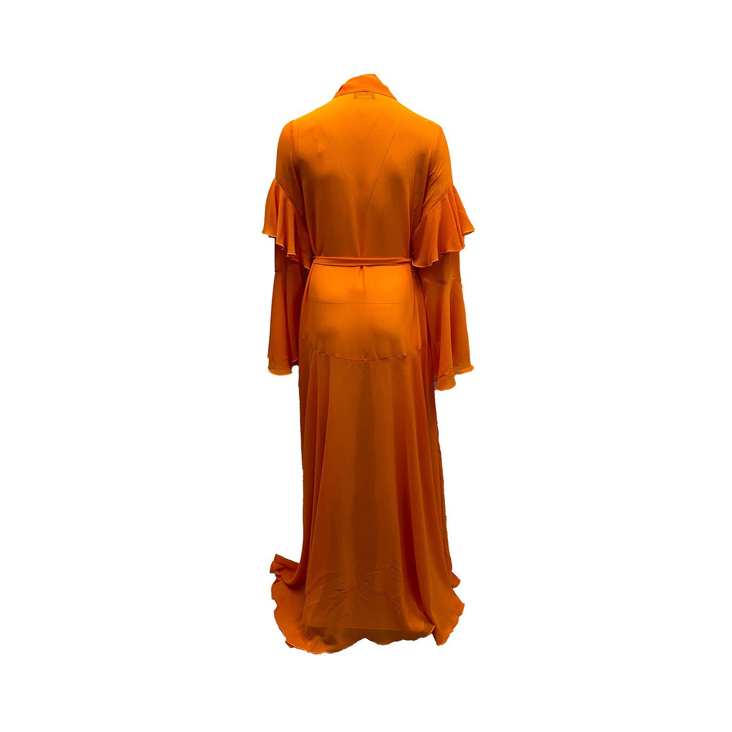 Korinne Deluxe Kaftan With Neck Tie Neon Orange, Orange / Orange, alternate image number 3