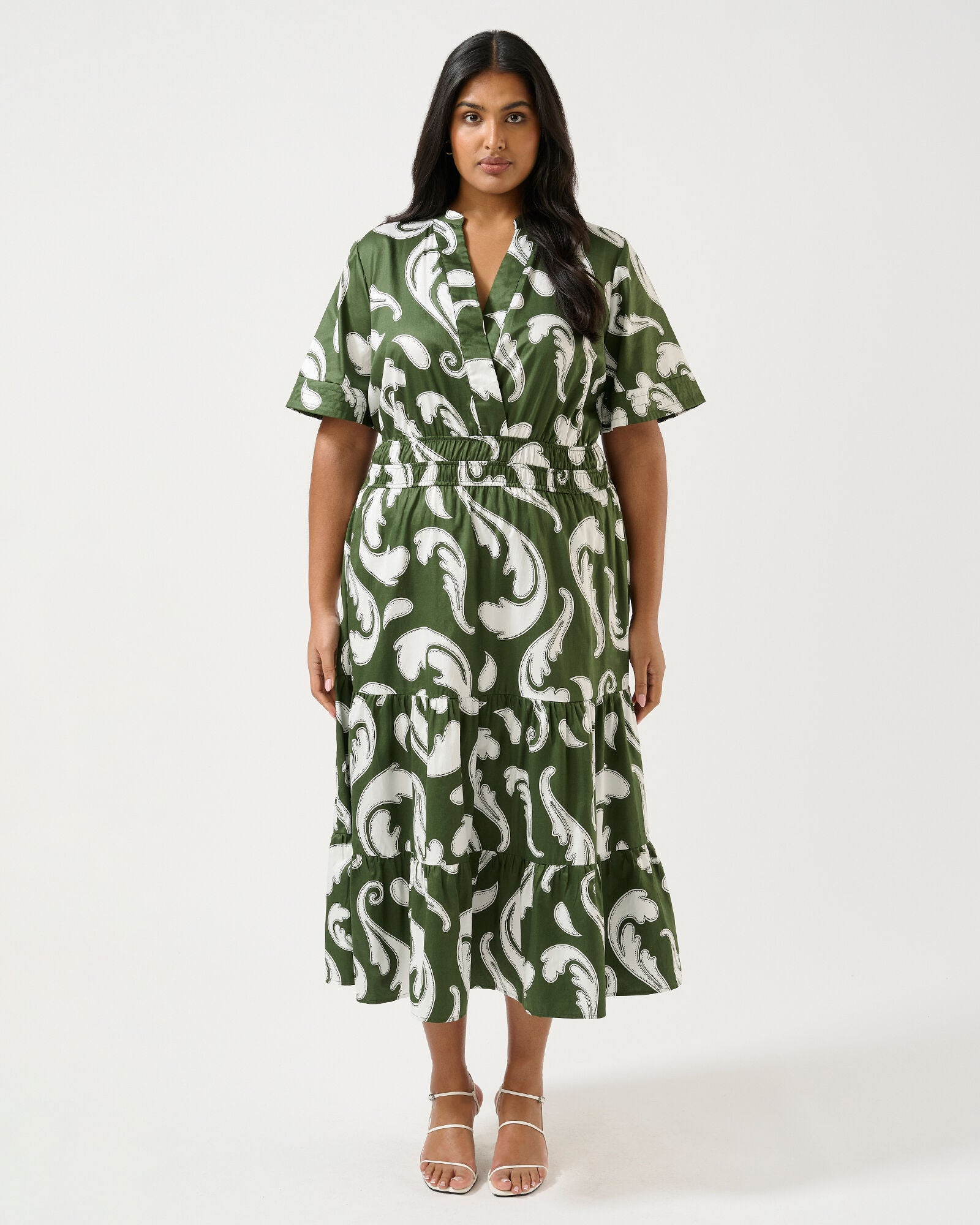 Sandswept short sleeve Midi Dress, Print / Kelly Green, alternate image number 1