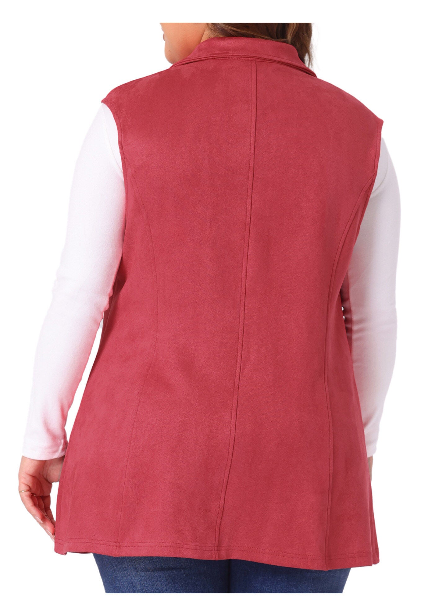 Lapel Suede Utility Vest, Red / Red, alternate image number 3
