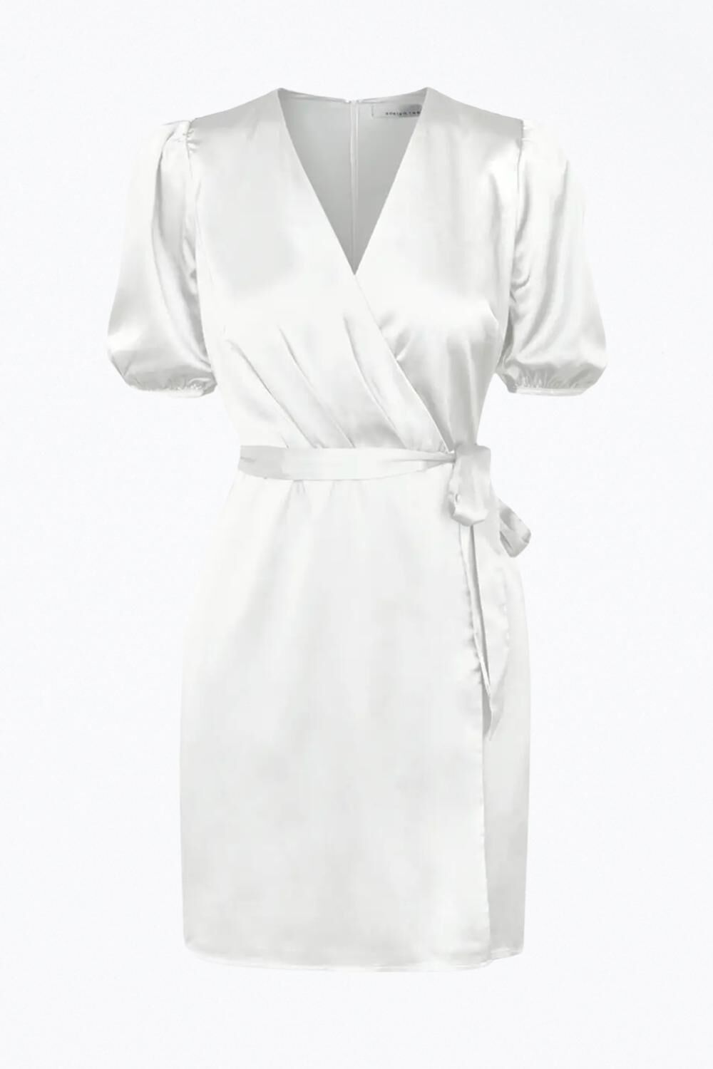 GLICE WRAP-EFFECT BELTED SATEEN MINI DRESS IN WHITE, White / White, hi-res image number 0