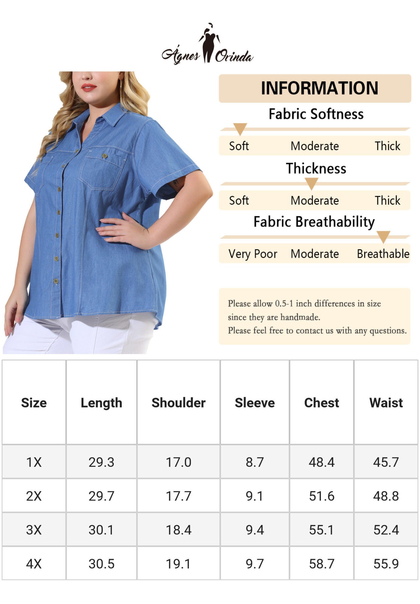 Short Sleeve Chambray Button Down Denim Shirt, Sky Blue / Light Blue, alternate image number 4