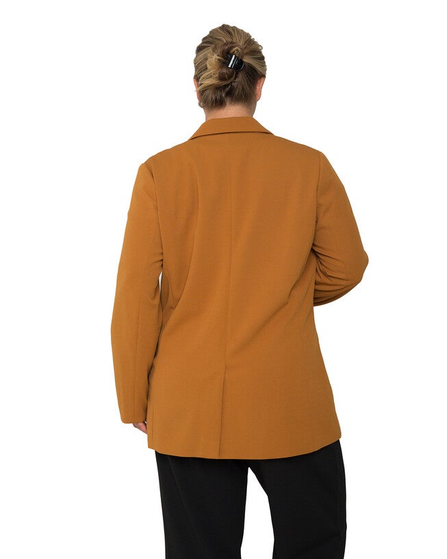 Plus Size Women's Burgundy Blazer Jacket, Dark Mustard / Mustard, alternate image number 3