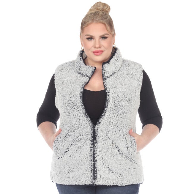 Zip up sherpa vest, Sheep Grey / Charcoal Grey, hi-res image number 0