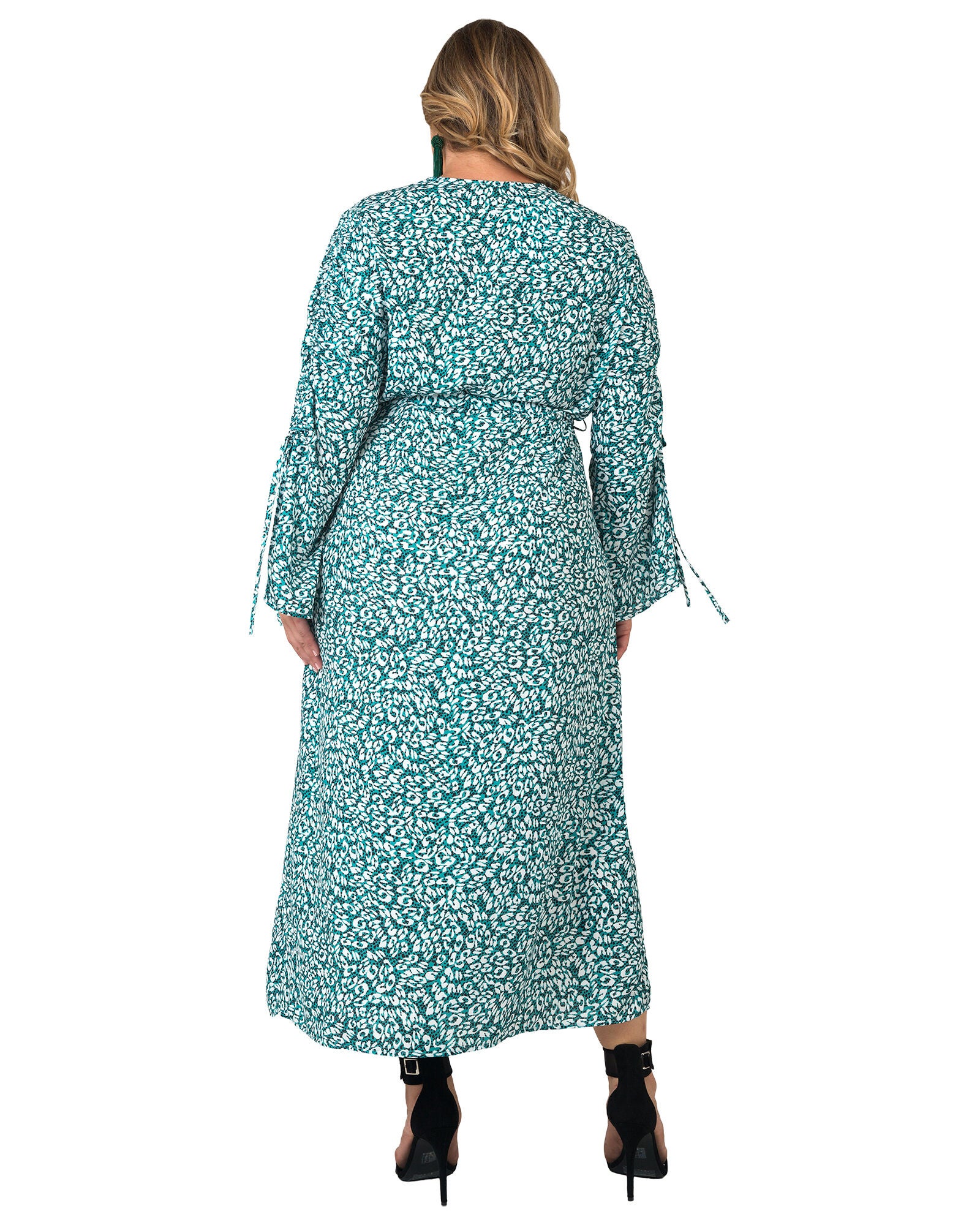 Standards & Practices Long Sleeve Maxi Wrap Dress, GREENLEOPARD / Light Green, alternate image number 4