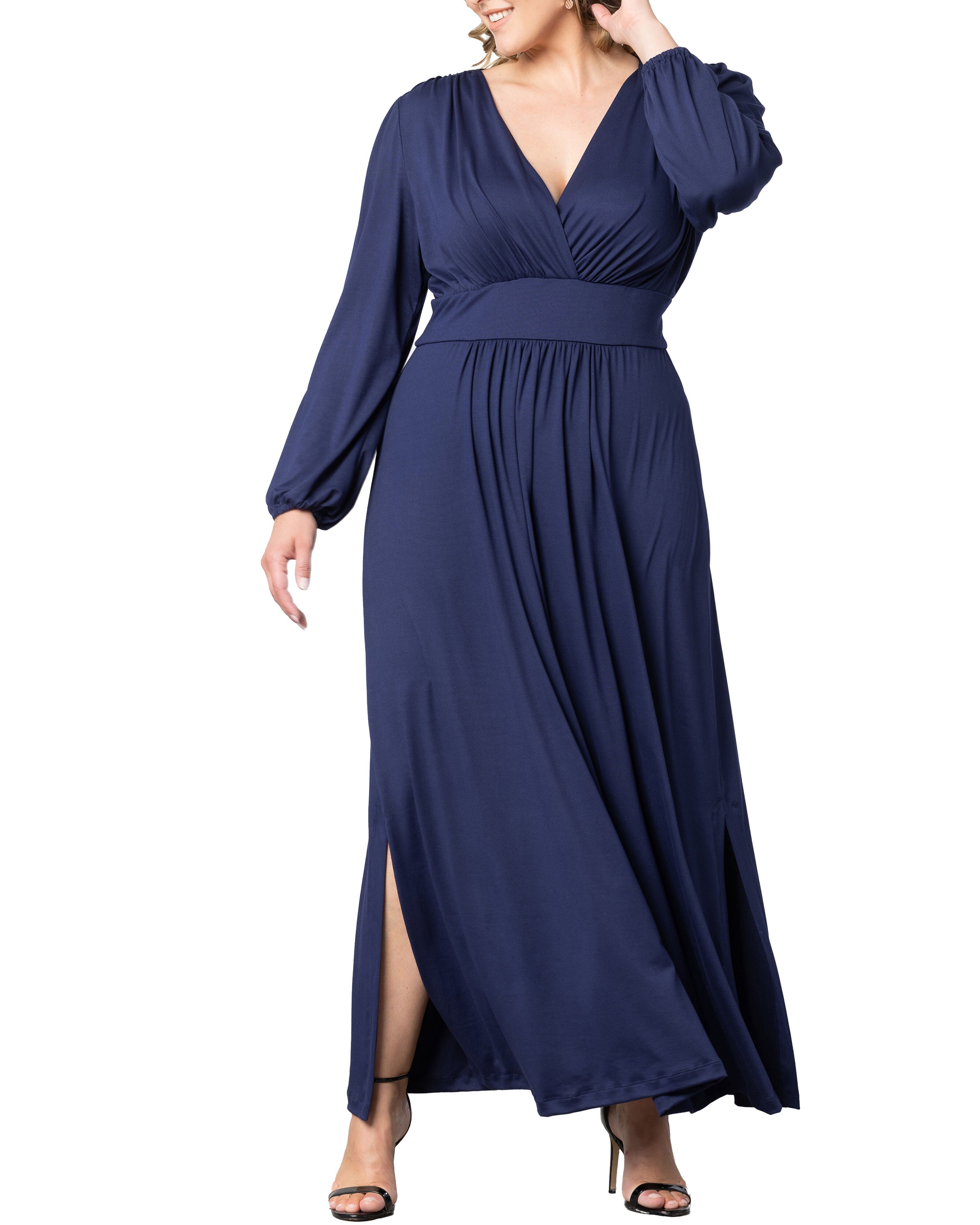 Kelsey Long Sleeve Maxi Dress, NOUVEAU NAVY / Navy, alternate image number 3