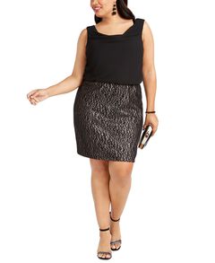 BCX Lace-Skirt Sheath Dress Black Size 3XL