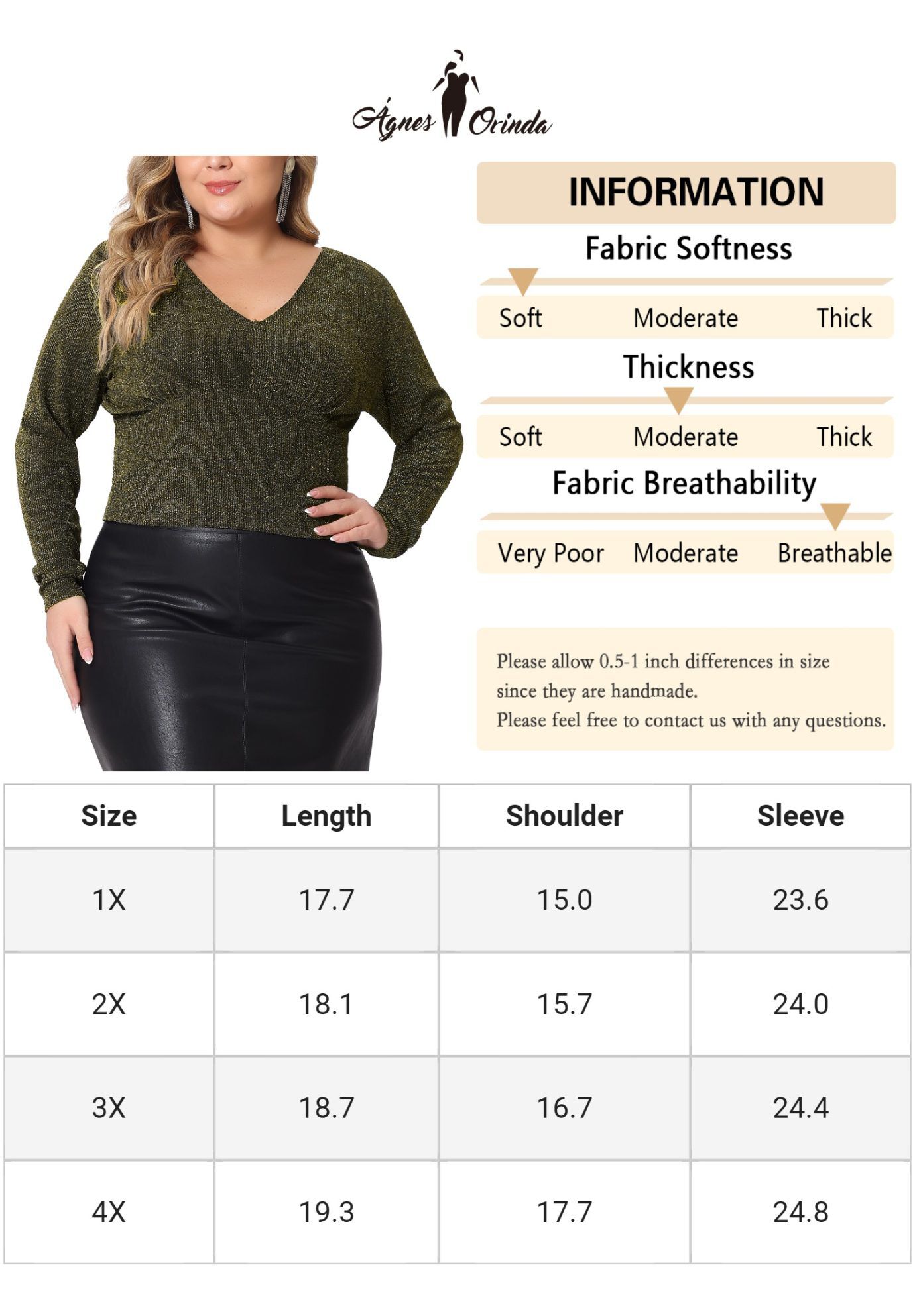 Metallic V Neck Long Sleeve T-Shirt Glitter Top, Gold / Gold, alternate image number 4