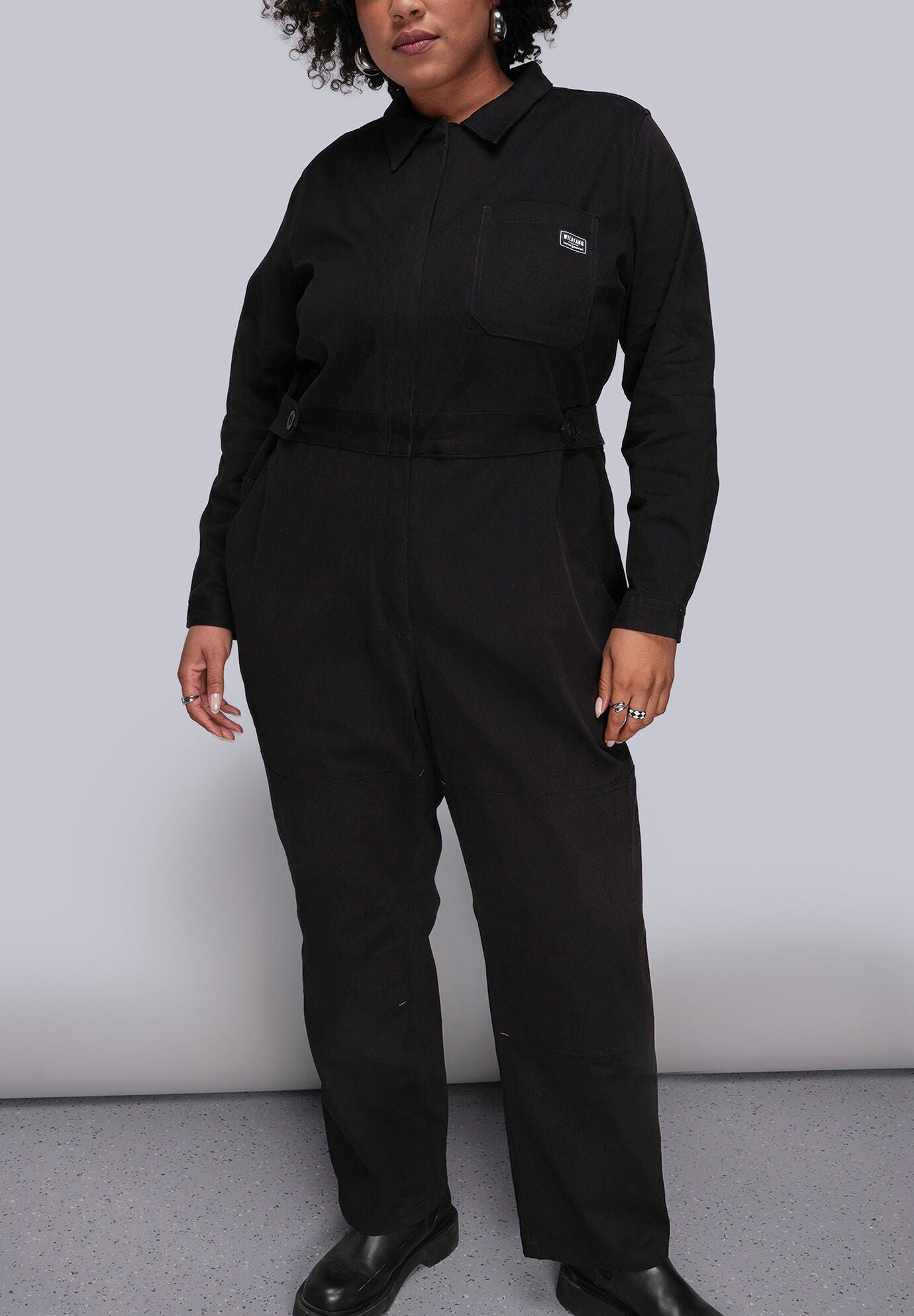 The Essential Long Sleeve High Waisted Coverall, BLACK / Black, hi-res image number 0