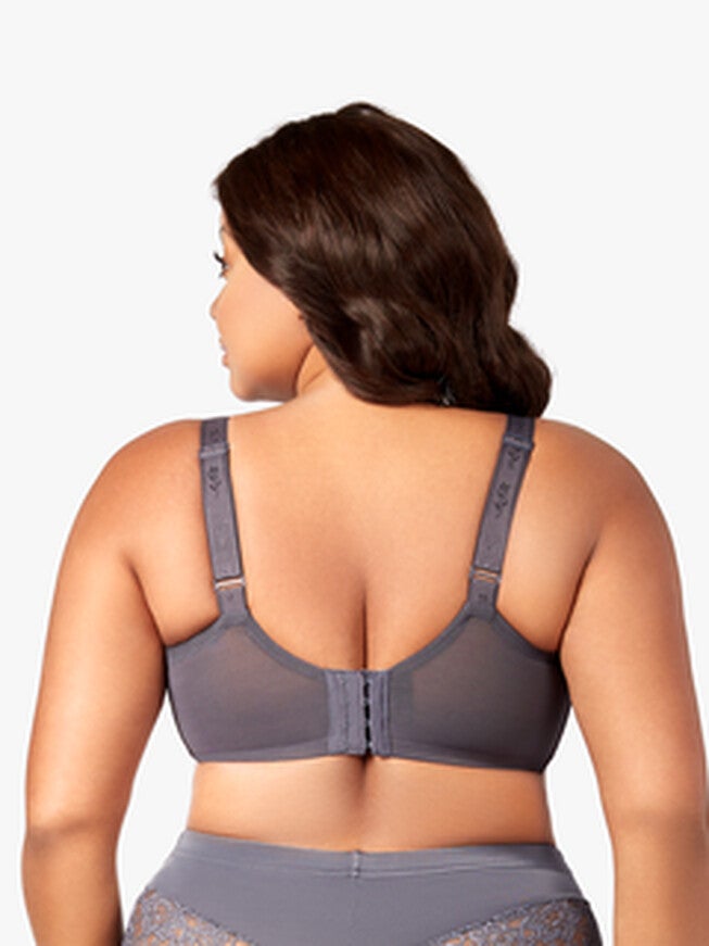 Stretch Lace Full Coverage Underwire Bra, Steel Grey / Light Grey, alternate image number 1