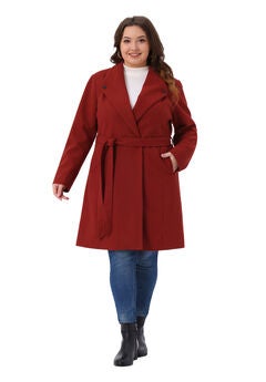 Lapel Single Breasted Belted with Pocket Trench Coats