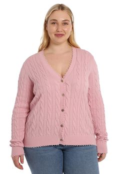 Plus Size Pink Cardigan For Women