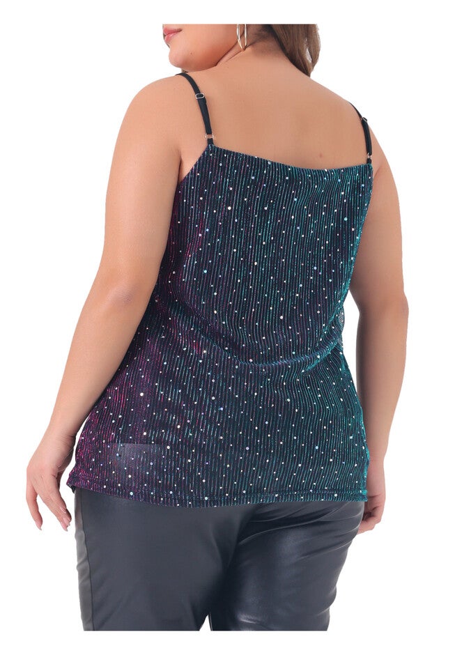 Sequin Sparkle Glitter Cami Sleeveless Gradient Top, Purple Blue / Purple, alternate image number 3