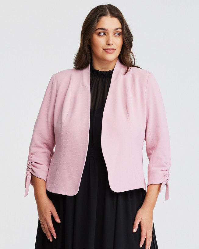 Thea Bow Sleeve Jacket, Pink / Pink, alternate image number 1