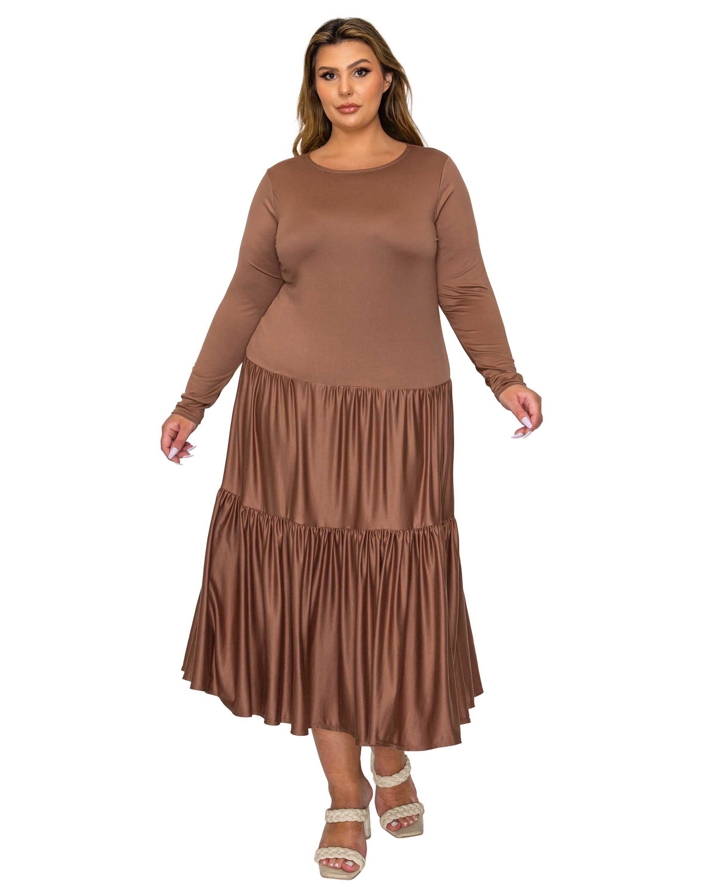 Eliana Tiered Midi Dress, Espresso / Brown, hi-res image number 0