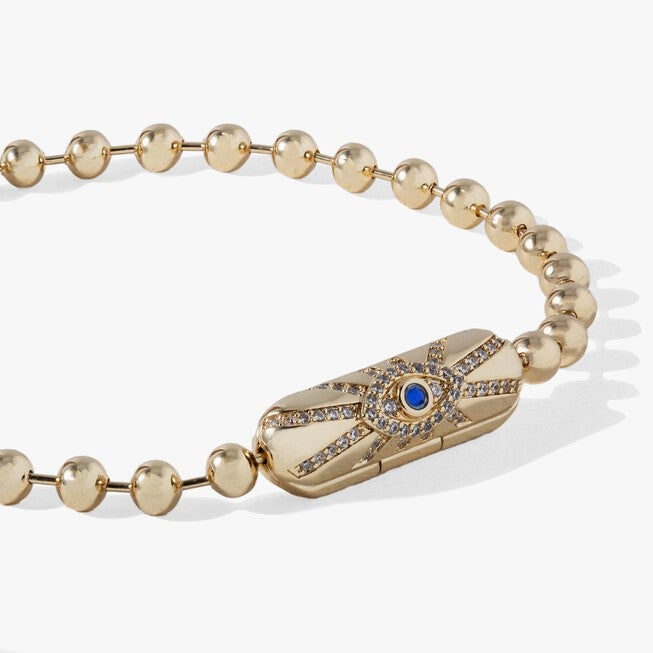 Evil Eye Barrel Closure Bracelet, Gold / Gold, hi-res image number 0