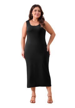 Sleeveless Crewneck Knit Sweater Maxi Tank Dress